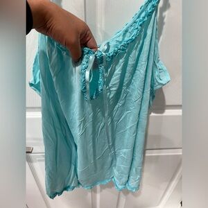 🟣Cacique 22/24 Aqua Blue Lingerie with Ribbon Accent